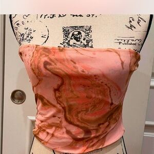 Marble Print Strapless Top